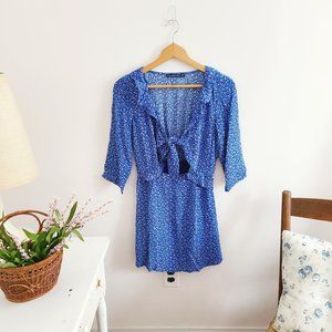 Abercrombie Fitch Blue Milkmaid Floral Mini Dress